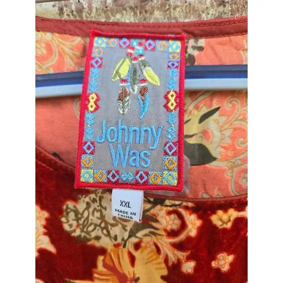 Johnny Was Paisley Kimi Velvet Floral Tunic Top Boho Chic Size xxl - Picture 5 of 7